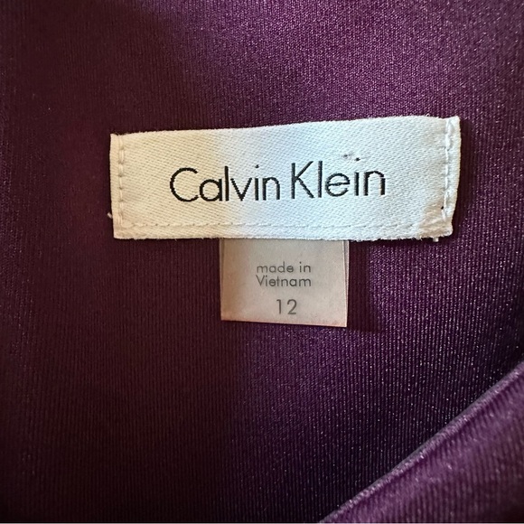 Calvin Klein Go Red Cold-Shoulder Plum Sheath Midi Dress Size 12 - Picture 10 of 12